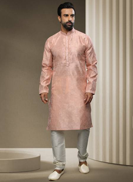 Pink Ethnic Wear Mens Jacquard silk Kurta Pajama Collection 1534
